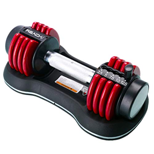 Reach Carbon Adjustable Dumbbells with Pin Lock Technology Space Saver (Single) 11 kgs - Red