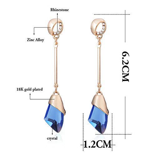Yellow Chimes Rose Gold Long Hangings Blue Crystal Earring for Women and Girls