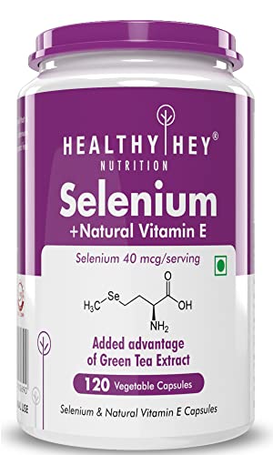 HealthyHey Nutrition Selenium & Natural Vitamin E + Green Tea, Supports Immune Health - 120 Veg Capsules