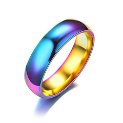 Yellow Chimes Rings for Women Unique Rainbow Colors Never Fading Titanium Steel Multicolor Ring for Women and Girls