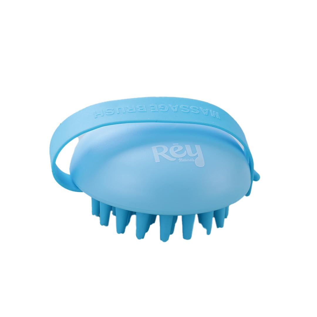 Rey Naturals Hair Scalp Massager Shampoo Brush for Men and Women -Hair Growth, Scalp Care, and Relaxation - Soft Bristles for Gentle Massage - Pink Color (Pink) (Blue)