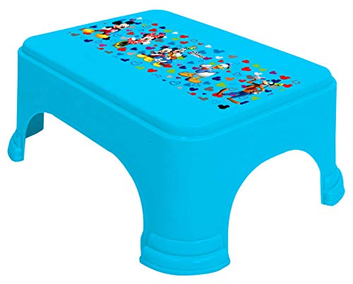 Kuber Industries Disney Team Mickey Print Square Plastic Bathroom Stool, Adults Simple Style Stool Anti-Slip with Strong Bearing Stool for Home, Office, Kindergarten (Blue) -HS_35_KUBMARTS17266