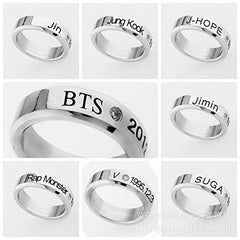 Yellow Chimes Rings for Men Kpop BTS Band Jin Name and DOB Stainless Steel Silver Band Ring for Men and Boy's.