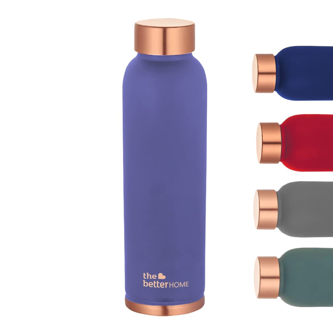 The Better Home 100% Pure Copper Water Bottle 1 Litre | Rust Proof Copper Bottle | BPA Free Water Bottle | Anti Oxidant Properties of Copper (Purple)