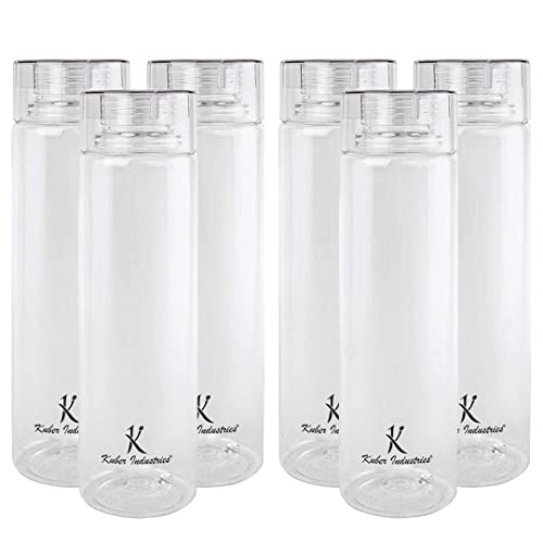 Urbane Home BPA Free Plastic Water Bottles | Breakproof, Leakproof, Food Grade PET Bottles | Water Bottle for Kids & Adults | Plastic Bottle Set of 6 |Natural