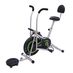 Strauss Stayfit Exercise Bike With Back Support and Twister | Adjustable Resistance With Cushioned Seat and LCD Monitor | Fitness Cycle For Home Gym (Max Weight: 120Kg), Green
