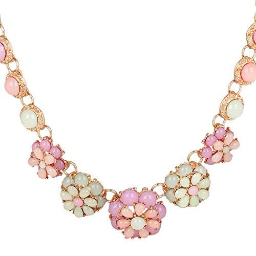 Yellow Chimes Latest Fashion Classic Opaque Moonlight Crystal Floral Design Gold Plated Stylish Necklace for Women and Girl's