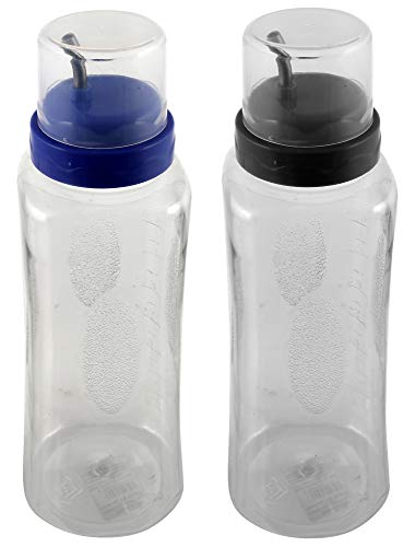 Kuber Industries 2 Pieces Plastic Drop Oil Bottle Dispenser for Kitchen,1 LTR (Grey & Purple)-KUBMARTK11132