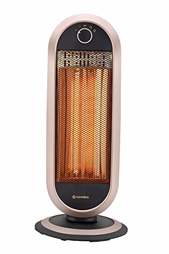 Candes 2 Rod Carbon Room Heater for Winter with 2 Heat Setting - 500W, 1000W 180 Degree Oscillating Function, Black/Brown