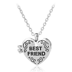 Yellow Chimes Heart Locket for Women Silver Heart Locket Open-Able Style Best Friends Necklace Chain Pendant for Girls and Women.Bestie Gift