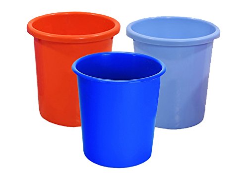 Kuber Industries Portable Open-Top Waste Bin/Dust Bin/Rubbish Bin/Trash Can/Garbage Bin - Homeware Set of 3 Pcs (Assorted Color) Code14, Multi, Standard (DUSTIN05)