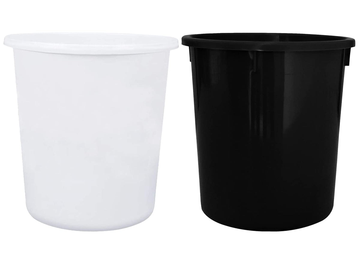 Kuber Industries Plastic Open Dustbin, Trash Bin, Garbage Bin, Waste Bin, 5Ltr.- Pack of 2 (Black & White)-47KM01070