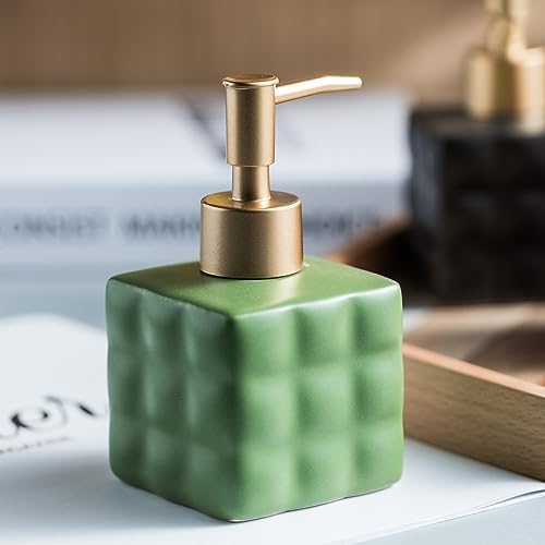 The Better Home 220ml Dispenser Bottle - Green | Ceramic Liquid Dispenser for Kitchen, Wash-Basin, and Bathroom | Ideal for Shampoo, Hand Wash, Sanitizer, Lotion, and More