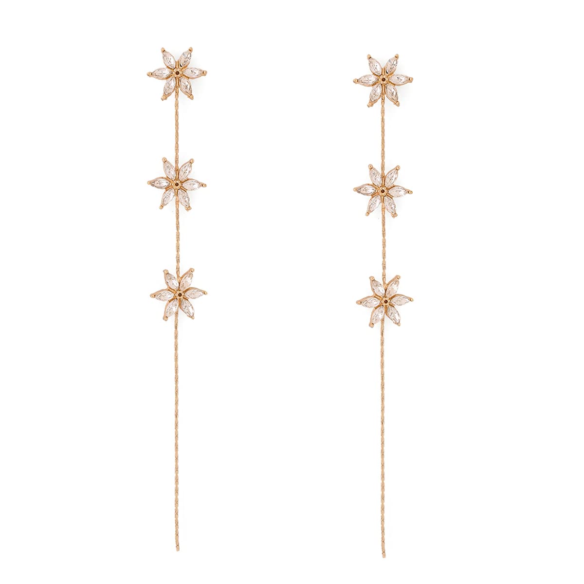 Kairangi Dangler Drop Earring for Womens Gold Plated Crystal Studded Floral Designed Dangler Drop Earrings for Women and Girls