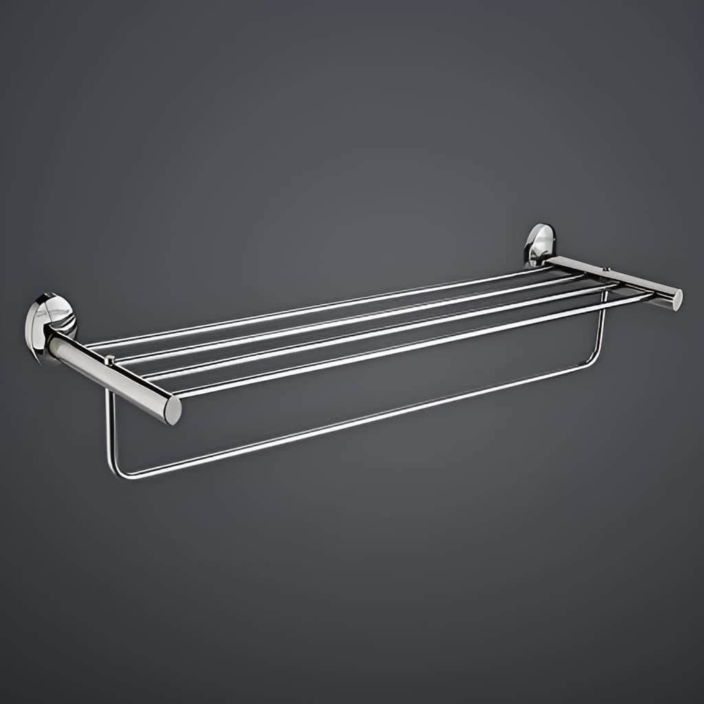 Plantex 304 Grade Stainless Steel 24 inch Towel Rack Stand/Hanger for Bathroom/Bathroom Accessories - Oreva (Chrome)