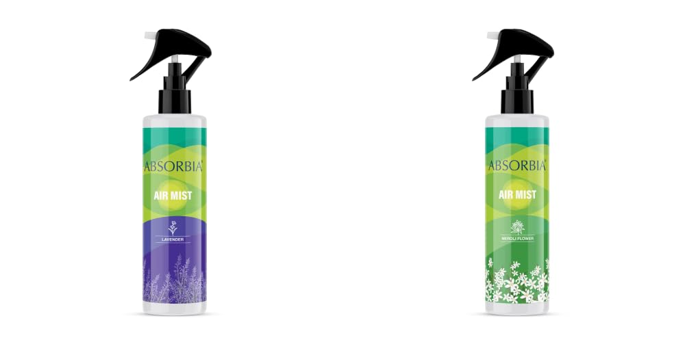 ABSORBIA Room Freshener spray, Instantly Freshens the air with Lavender and Neroli Flower Fragrance | Pack of 2 | Essential Oil Aroma Works like therapy - 200ML, 1000+ sprays(Approx)……