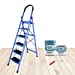 Plantex Premium High Grade Steel Folding 6 Step Ladder for Home - 6 Wide Anti Skid Steps (Blue & Black)