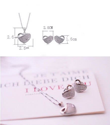 Yellow Chimes Heart Pendant Set for Women Valentines Special Rhodium Plated Love Heart Cyrstal Pendant Set for Women and Girls.