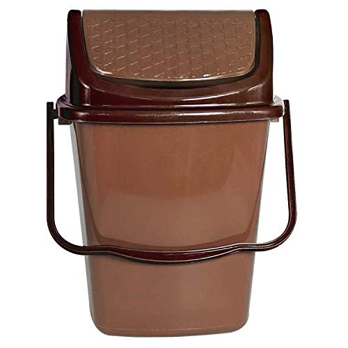 Kuber Industries Delight Plastic Swing Garbage Waste Dustbin for Home, Office with Handle, 5 Liters (Light Brown)