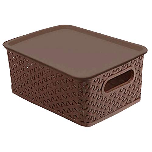 Kuber Industries Plastic Big Size Multipurpose Solitaire Storage Basket with Lid (Multi) -CTLTC10902