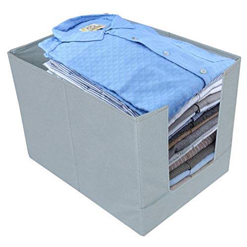 Kuber Industries Non-Woven Shirt Stacker Wardrobe Organizer (Grey)-CTKTC021194 Pack of 1 Grey Clothes Covers