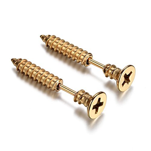 Yellow Chimes Screw Craft 316L Stainless Steel Stud Earrings for Men and Women