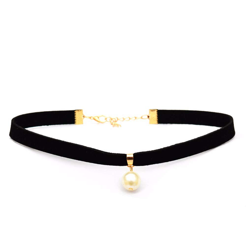 Joker & Witch Single Pearl Black Choker for women