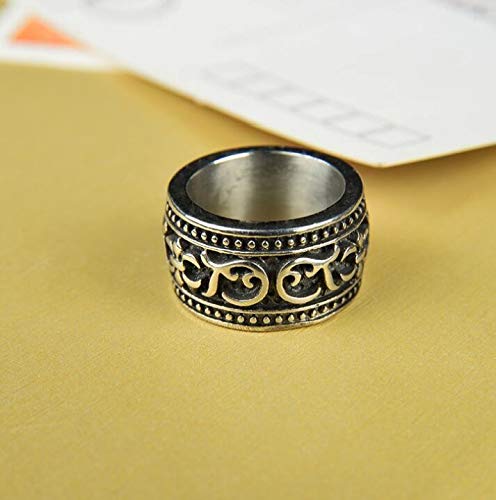 Yellow Chimes Creative Designer Crafted Heavy Band Silver Oxidized Finger-Thumb Stainless Steel Ring for Men and Boys
