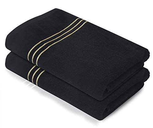 Kuber Industries Luxurious, Soft Cotton Towel, 30"x60"(Black, 2 Pieces)-KUBMART11581, Standard