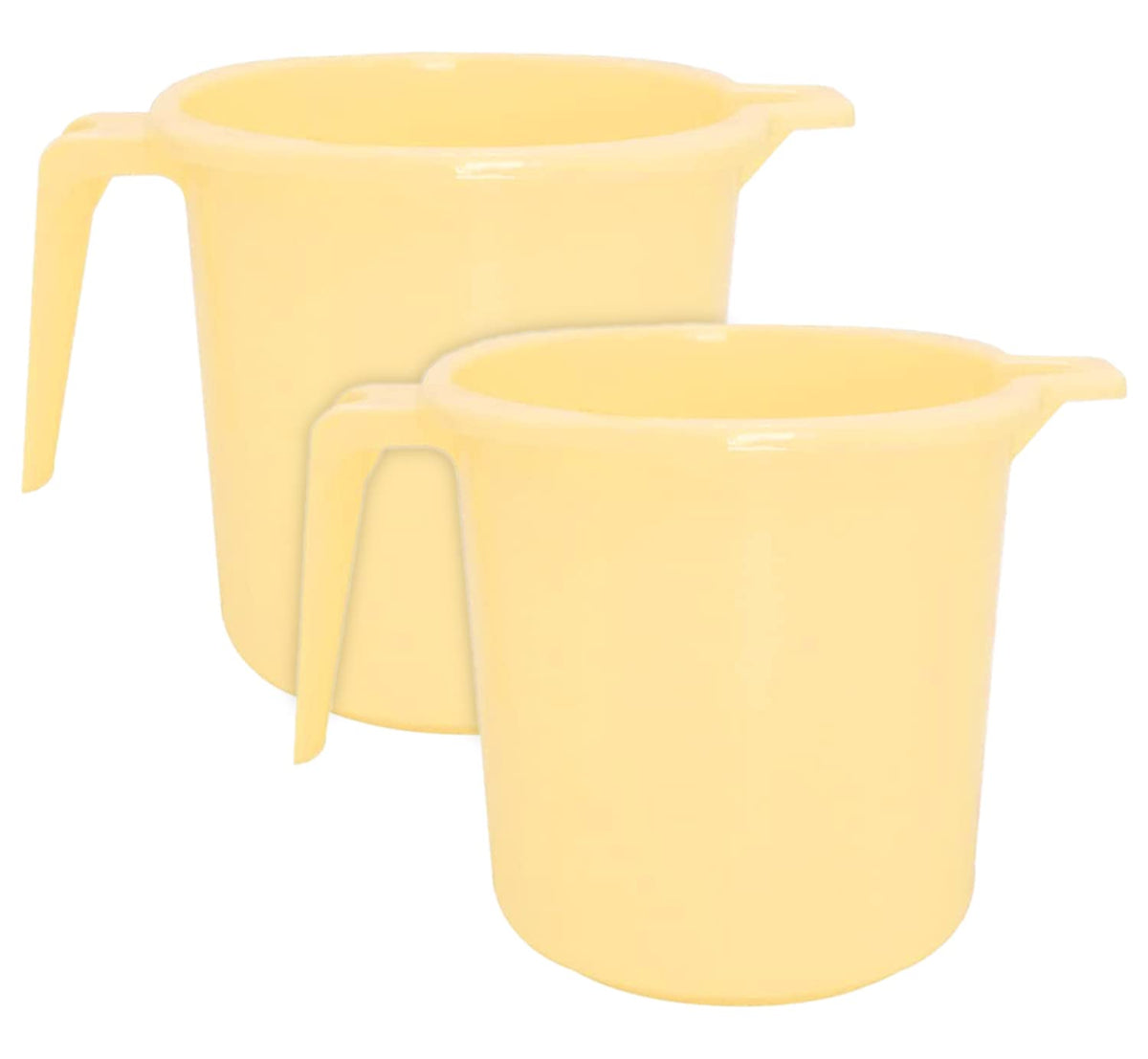 Heart Home Small Plastic Bathroom Mug, 1 Litre- Pack of 2 (Cream)-50HH0795
