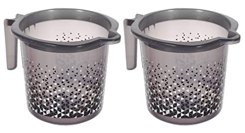 Kuber Industries Tinted Print Plastic Bathroom Mug 1.5 Litre Pack of 2 (Black)-46KM0235,Standard