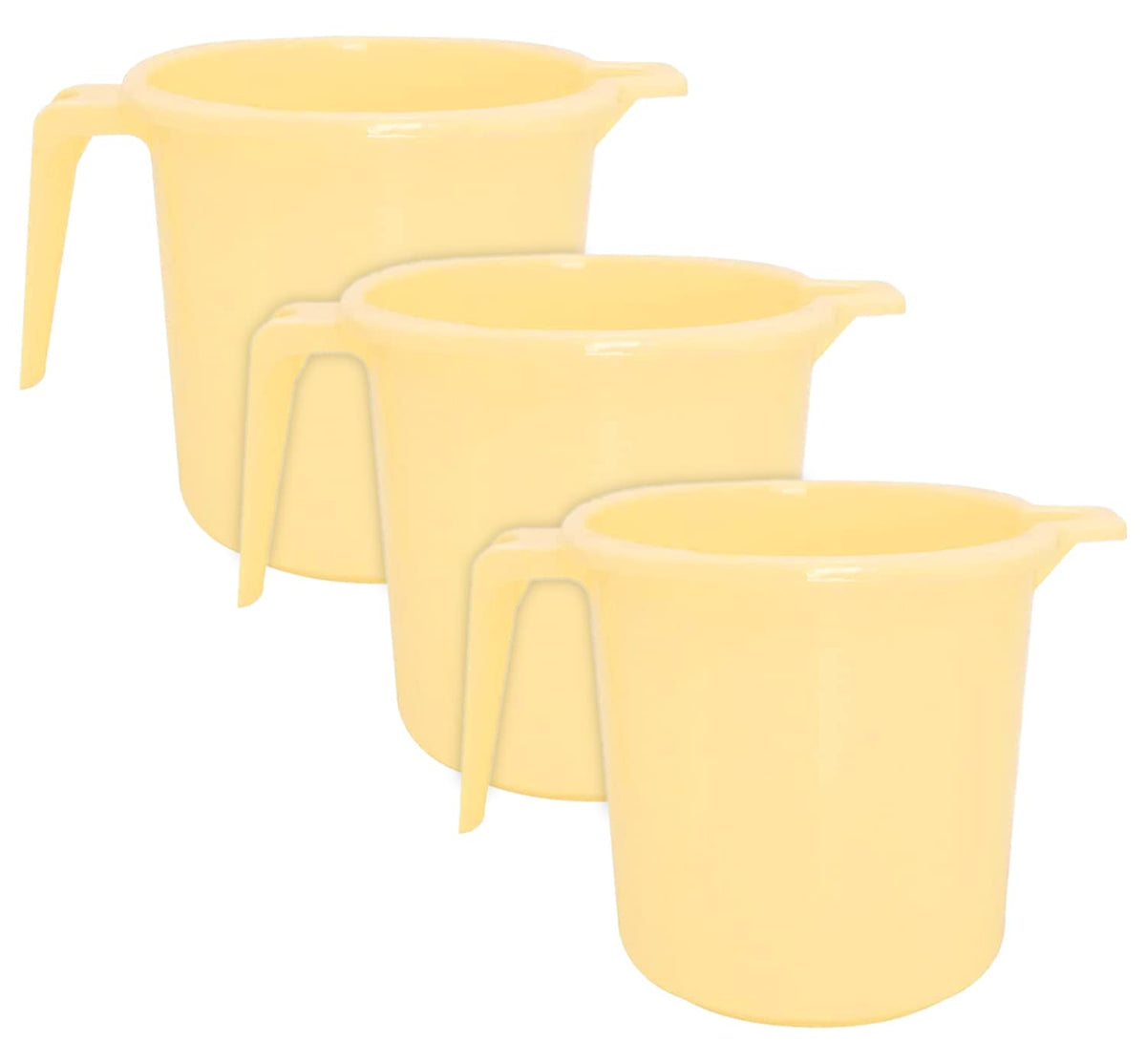 Heart Home Small Plastic Bathroom Mug, 1 Litre- Pack of 3 (Cream)-50HH0797