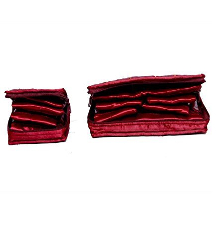 Kuber Industries Satin Jewellery Kit, Maroon (KI5209) - 2 Piece