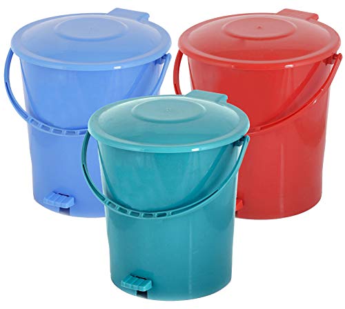 Kuber Industries 3 Pieces Plastic Dustbin Garbage Bin with Handle, 10 Liters (Blue, Red & Green) - CTKTC034685