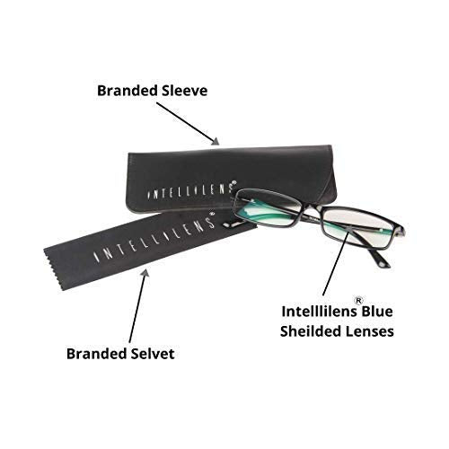 Intellilens Nvision Unisex Power Reading Blue Cut Anti Reflection Full Frame Spectacles Glasses For Mobile Laptop Tablet Computer - (+3.00, Black)