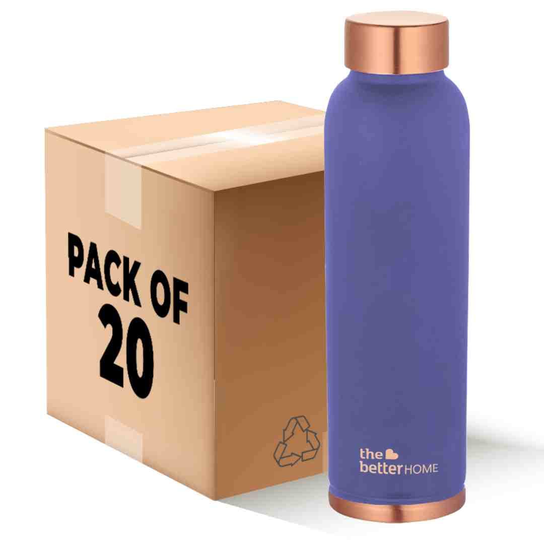 The Better Home 1000 Copper Water Bottle (900ml) | 100% Pure Copper Bottle | BPA Free & Non Toxic Water Bottle with Anti Oxidant Properties of Copper | Purple (Pack of 20)