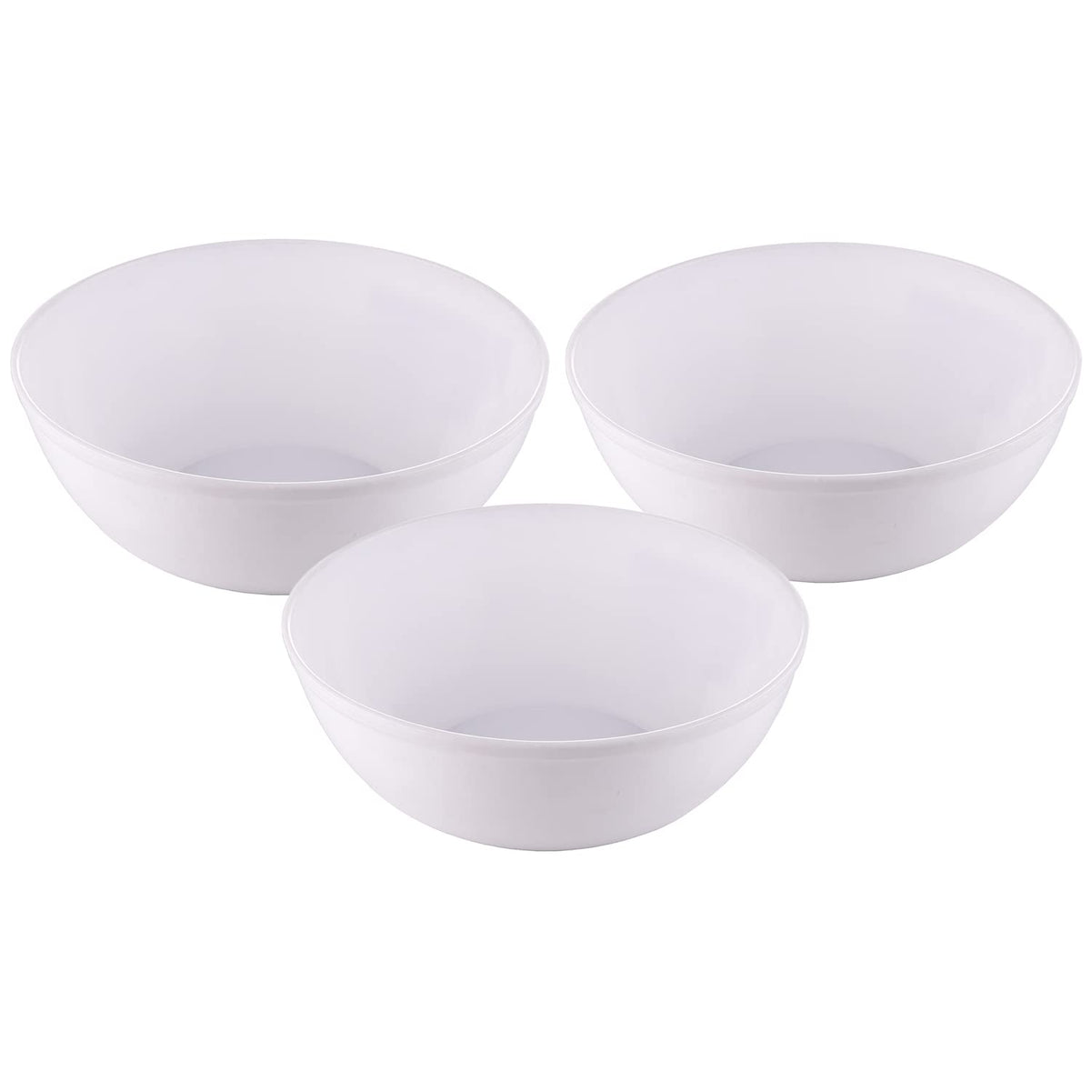 Kuber Industries Bowls|Plastic Dishwasher Safe Bowl|Serving Bowls|Bowls for Kitchen|Microwave Safe Bowls for Salad|Soup|Pasta|2000 ML|Pack of 3 (White)