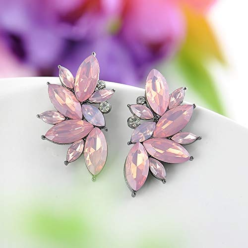 Yellow Chimes Stud Earrings for Women Pink Crystal Jacket Earrings Leafy Stud Earrings for Women and Girls