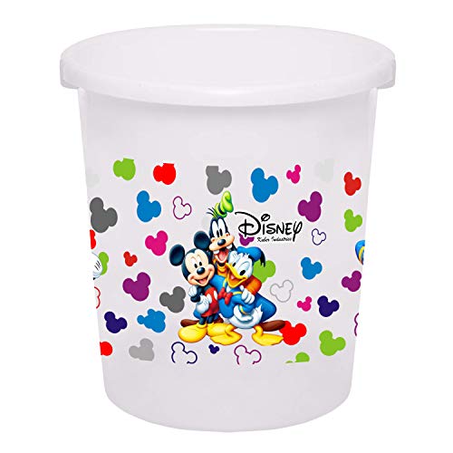 Kuber Industries Disney Team Mickey Print Plastic Dustbin/ Garbage Bin/ Waste Bin, 5 Liters (White) -HS_35_KUBMARTS17340