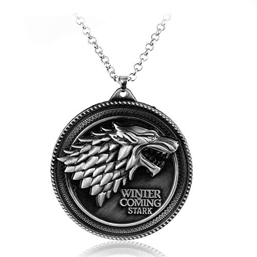 Yellow Chimes Game of Thrones Unisex Pendant for Boys and Girls (Wolf (Silver))
