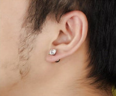 YELLOW CHIMES Glittering White Crystal Studs for Boys and Men