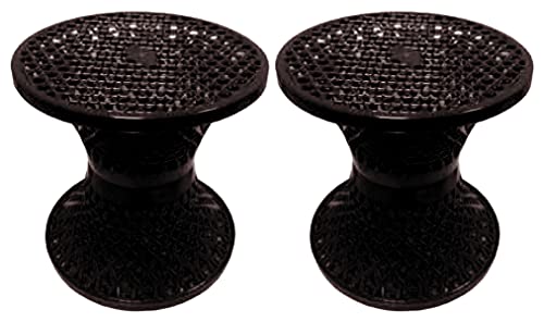 Kuber Industries Mesh Design Both Sided Plastic Sitting Stool for Indoor & Outdoor in Damroo Style- Pack of 2 (Brown) (HS_38_KUBMART021794)