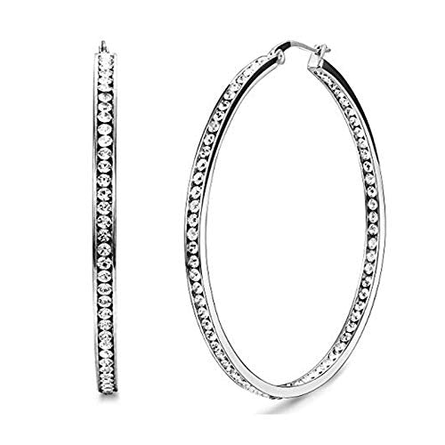 Yellow Chimes Exclusive Crystal Platinum Plated Latest Fashion Hoops Earrings for Women and Girls
