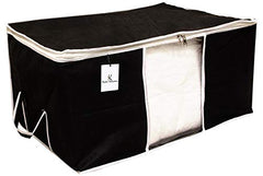 Kuber Industries 12 Piece Non Woven Underbed Storage Bag,Storage Organiser,Blanket Cover with Transparent Window,Extra Large, Black CTKTC034431