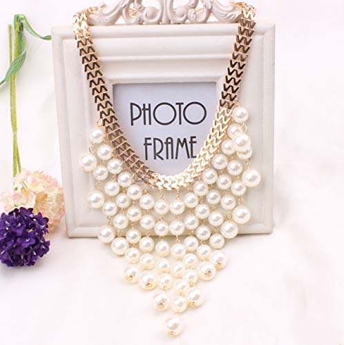 Yellow Chimes Adorable High End Pearl Collection Multi-Layer Tassel Pearl Beads Collar Choker Necklace for Women and Girl's