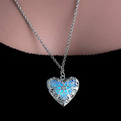 Yellow Chimes Chain Pendant for Women Silver Heart Pendant Glow-in-The-Dark Heart Locket Pendant for Girls and Women.