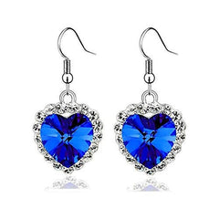 Yellow Chimes Pendant Set for Women Valentine Special Mesmerizing Silver Plated Titanic Blue Ocean Heart Crystal Pendant Set for Girls and Women.