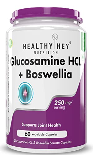 HealthyHey Nutrition Glucosamine HCL + Boswellia - Support Joint Health - 250mg - 60 capsules (Pack of 1)