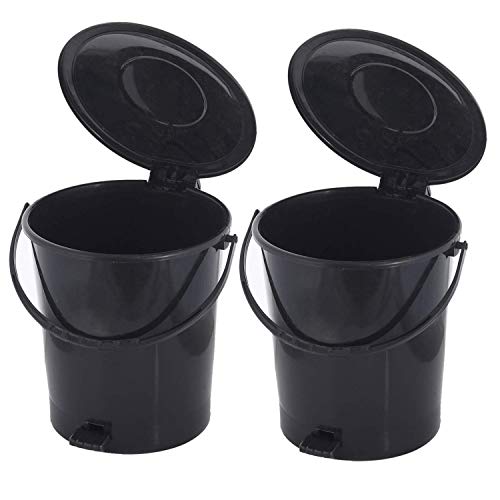 Kuber Industries 2 Pieces Plastic Dustbin Garbage Bin with Handle, 10 Liters (Black) - CTKTC34639