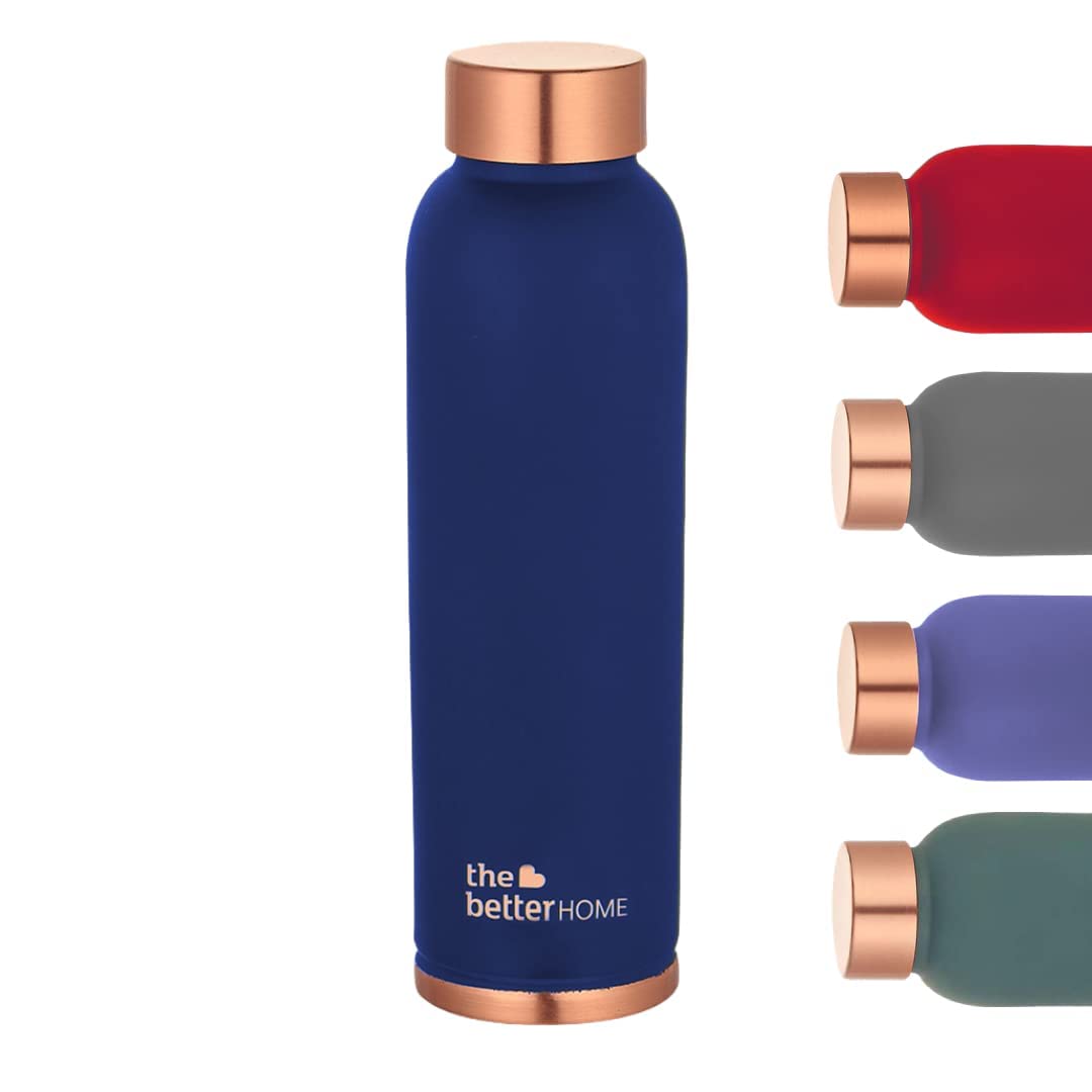 The Better Home Copper Water Bottle 1 Litre | 100% Pure Copper Bottle | BPA Free Water Bottle with Anti Oxidant Properties of Copper (Blue)